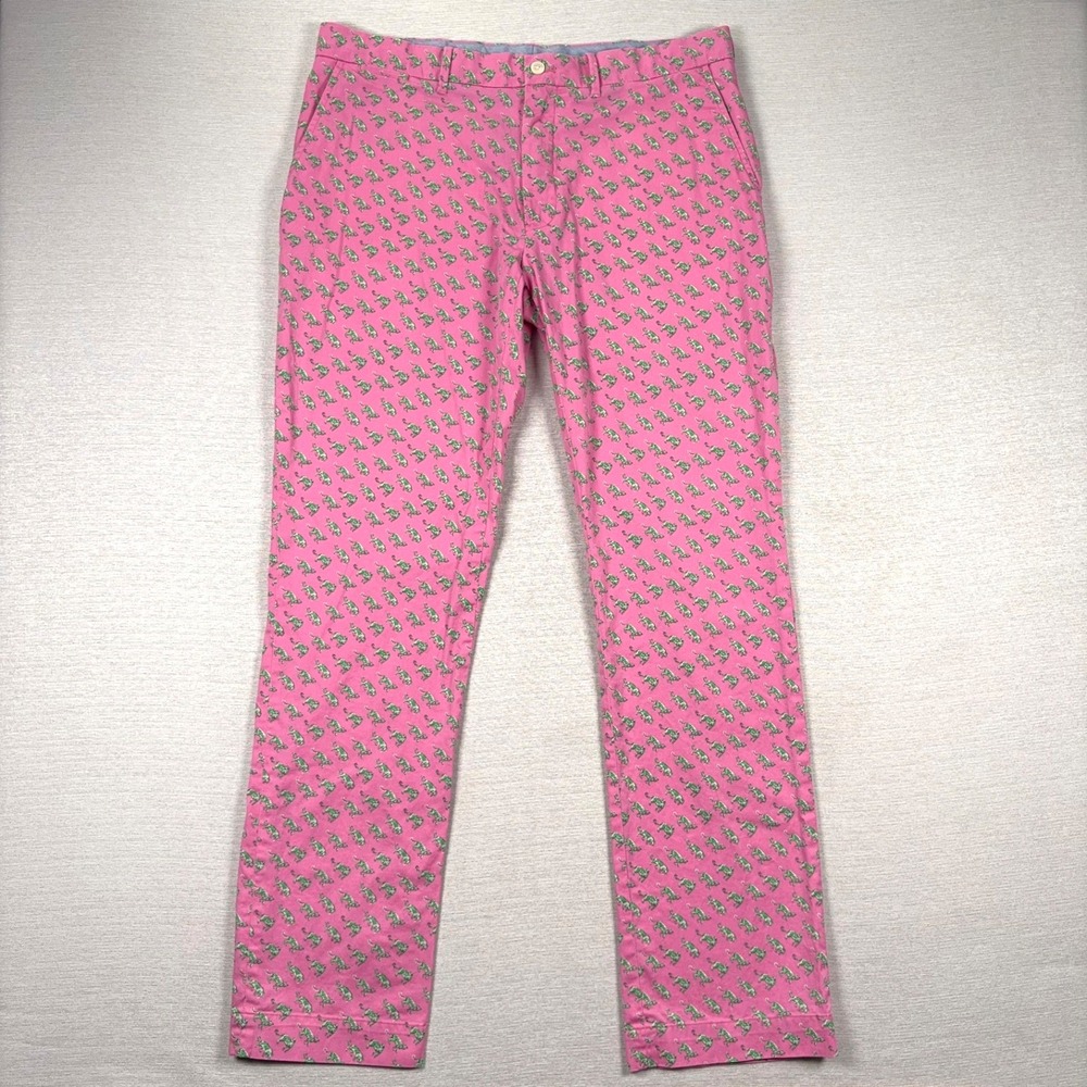 Polo Golf Ralph Lauren Pants Mens Size 34x34 Pink Green Cotton Elastane Straight